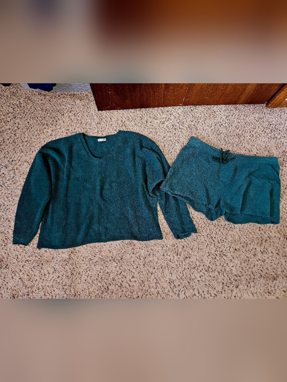 Ekouaer Womens Fuzzy Knit Pajama Lounge Set Sweater Top Shorts - XXL Dark Green